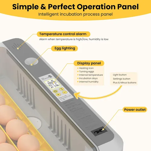 Miniatura 2 de Incubadora de huevos de 36-60 con giro automático de huevos y control de humedad, incubadora de huevos de pollo ajustable con pantalla digital