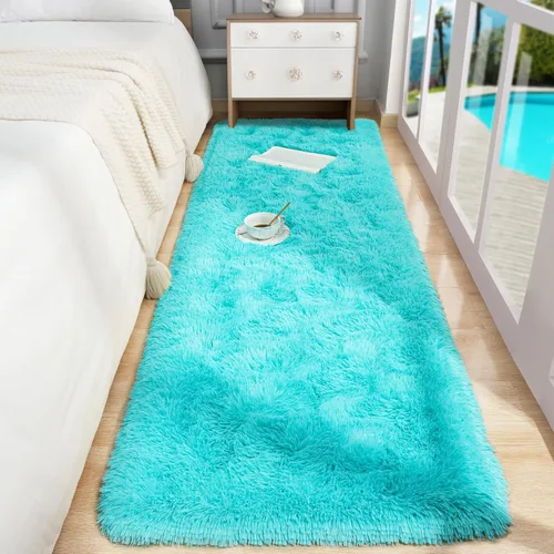 Miniatura 28 de Foxmas - Alfombra para centro de habitación, esponjosa y ultrasuave, para dormitorio, habitación de los niños, habitación del bebé, afelpada, Azul
