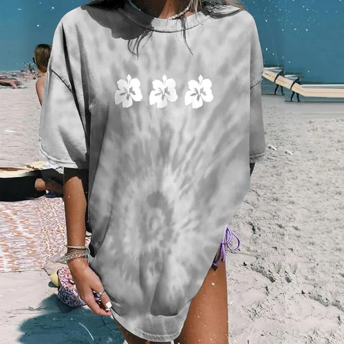 Miniatura 2 de Womens Short Sleeve Tops Crewneck Tie Dye Shirts Oversized Tees T-Shirt Trendy Shirts Blouse Graphic Funny T Shirts