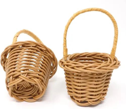 Miniatura 3 de Honbay 6 cestas tejidas en miniatura con asas, cesta pequeña de regalo de caramelos, mini cesta de flores para bodas, fiestas, manualidades
