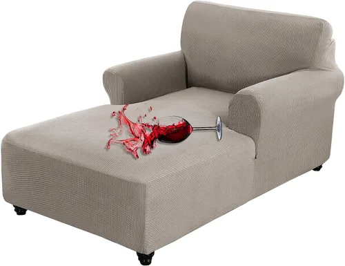 Miniatura 12 de OKYUK Funda para tumbona de jacquard, elástica con doble brazo, lavable a máquina, protector de muebles suave para sala de estar y dormitorio (rojo)