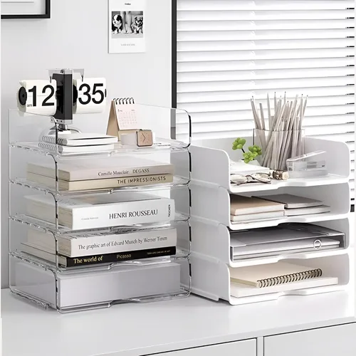 Miniatura 5 de Organizador de Papel de 4 Niveles para Escritorio, Bandeja de Papel Organizador de Escritorio Apilable, Ideal para Suministros de Oficina