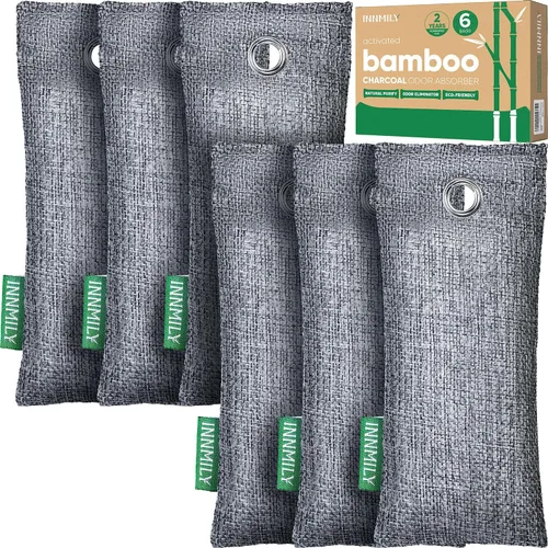 Absorbedor de olores de carbón activado, paquete de 6 eliminadores de olores naturales para zapatos, bolsas purificadoras de aire de carbón de