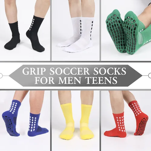 Miniatura 2 de 6 Pairs Grip Soccer Socks Colorful Non Slip Sports Football Basketball Hospital Yoga Socks for Men Women