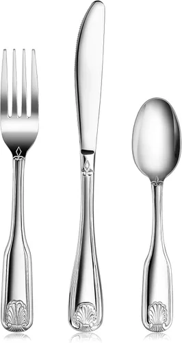 Miniatura 16 de New Star Foodservice 58260 - Cuchara de servir de acero inoxidable 18/0, diseño de concha, 21.3 cm, juego de 12