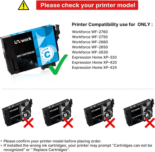 Miniatura 2 de Uniwork Cartucho de tinta remanufacturado de repuesto para Epson 220XL para impresora Workforce WF-2750 WF-2760 WF-2630 WF-2650 WF-2660 XP-320