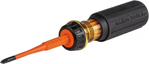 Miniatura 17 de Klein Tools 32288 Destornillador aislado, juego de destornilladores 8 en 1 con cuchillas intercambiables, 3 Phillips, 3 puntas ranuradas y 2 puntas