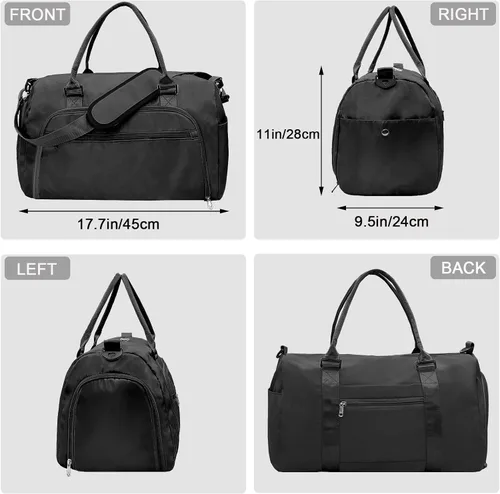 Miniatura 2 de woogwin Bolsa de gimnasio pequeña para hombres y mujeres con zapatos y compartimento húmedo, bolsa de lona impermeable para viajes, deportes