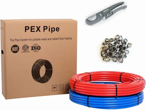 Miniatura 11 de EFIELD Tubo Pex-b de 1/2 pulgada y 200 pies, 2 x 100 pies, azul y rojo, accesorios Pex (15), herramienta de engarzado, abrazaderas y kit combinado