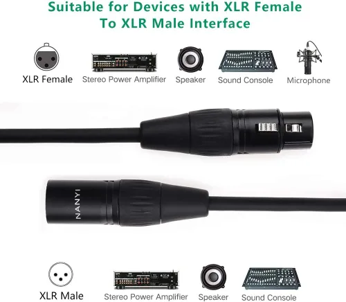 Miniatura 3 de NANYI Cable de micrófono XLR hembra a XLR macho, 1.6 pies