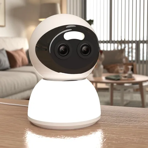 Cámara de seguridad de doble lente con zoom 10X, monitor de bebé, cámara de seguridad para perros con luz automática, panorámica de luz automática