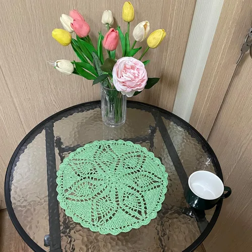 Miniatura 3 de Mantel Individual de Encaje de 11 a 12 Pulgadas Tapetes de Mesa Redondos Hechos a Mano Tapete de Ganchillo Cocina Vajilla Posavasos para Taza