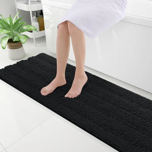 Miniatura 218 de Grandaily Alfombras de baño de felpilla a rayas de 24 x 16 pulgadas, extra gruesas y suaves, absorbentes, parte trasera de goma, alfombra de ducha