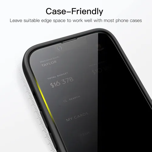 Miniatura 7 de JETech Protector de pantalla de privacidad de cobertura completa para iPhone 13 Pro Max de 6.7 pulgadas, película de vidrio templado antiespía