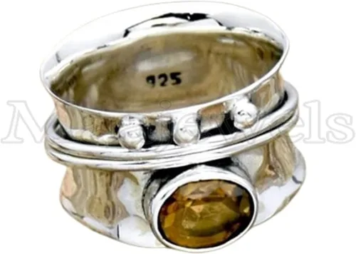 Miniatura 5 de Citrine Spinner Ring, 925 Sterling Silver Ring, Spinner Ring For Women, Handmade Ring, Promise Ring, Fidget Band Ring, Citrine Ring, Minimalist