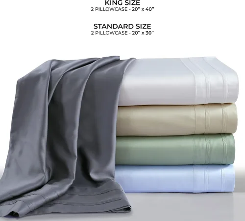 Miniatura 6 de Tribeca Living BAMB300PCSTIV - Par de almohadas de rayón de bambú de 300 hilos, tamaño estándar, color marfil