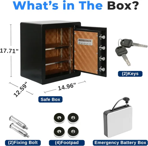 Miniatura 8 de SereneLife Caja fuerte digital electrónica grande Diseño duradero de 1.38 pies cúbicos, teclado fácil de usar, sistema de alarma, ojo de cerradura