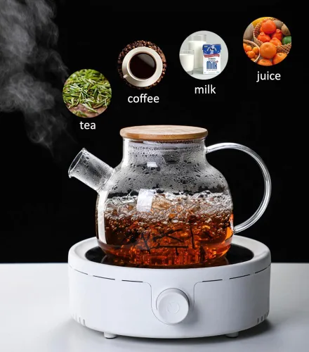 Miniatura 6 de Tetera de vidrio con infusor para té suelto y té floreciente, tetera de vidrio resistente al calor y hervidor para estufa, perfecta tetera, 33.8 fl