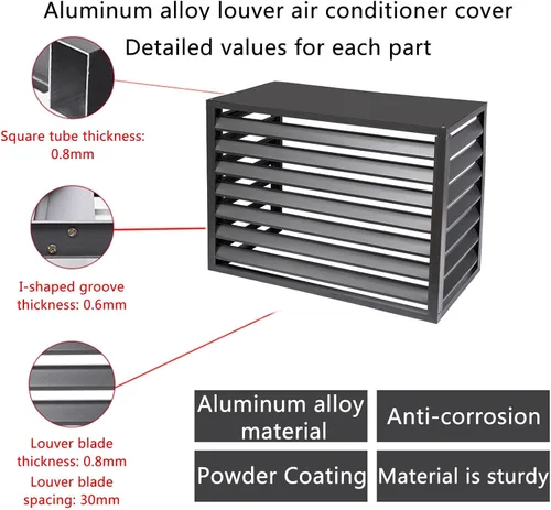 Miniatura 3 de Cubierta de aluminio para aire acondicionado y bomba de calor, mini cubierta de aire acondicionado dividido para unidades exteriores, reducción
