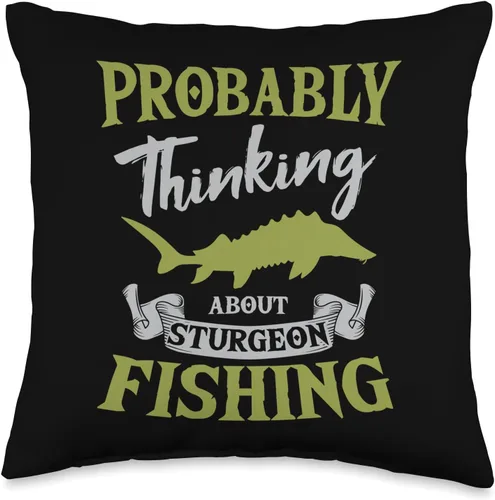 Sturgeon Fishing Angler Apparel Sturgeon Fishing Angler - Almohada anádroma de pescador de agua dulce, 16 x 16 pulgadas, multicolor