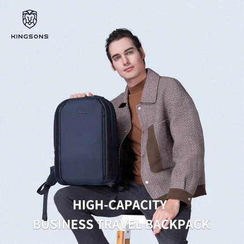 Miniatura 8 de Kingsons Mochila con compartimento para laptop de 15.6 pulgadas para hombres, mochila de negocios delgada y duradera para el trabajo, viajes