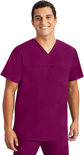 Healing Hands Camiseta quirúrgica para hombre con etiqueta morada Justin 2330 con cuello en V para hombre, Negro, talla única