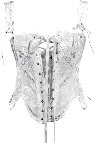 Blusa de corsé renacentista con cordones para mujer, estilo vintage, corte real, sin mangas, floral, Y2K, blusa corta sin mangas