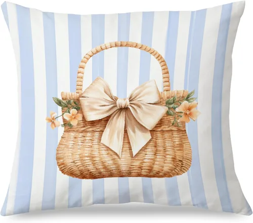 Miniatura 19 de Fundas de almohada costeras de langosta, fundas de almohada náuticas de langosta roja de Nueva Inglaterra con rayas azules y blancas para casa