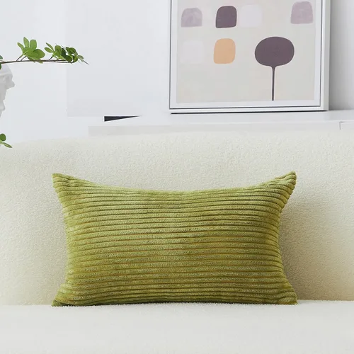 Miniatura 30 de Home Brilliant Funda de cojín decorativo amarillo mostaza 18x18 de pana acanalada suave a rayas decoración de otoño para sofá cama decoración