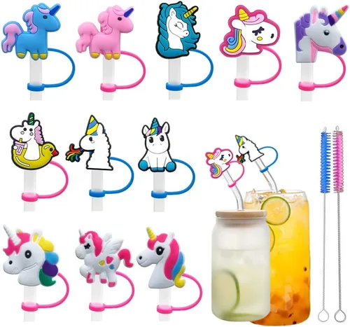 Miniatura 10 de 6 piezas de cubiertas de pajita de silicona compatibles con vasos Stanley de 30 y 40 oz, tapones de pajita de 0.39 pulg/10 mm con diseños de nubes