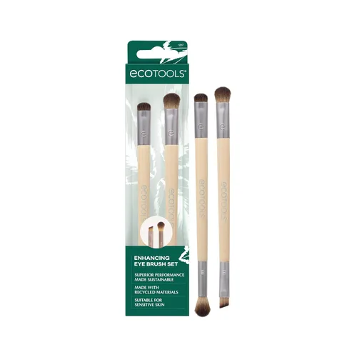 EcoTools Juego de brochas para mejorar los ojos, pinceles de maquillaje para sombra de ojos líquida, cremosa y en polvo y aplicación de delineador