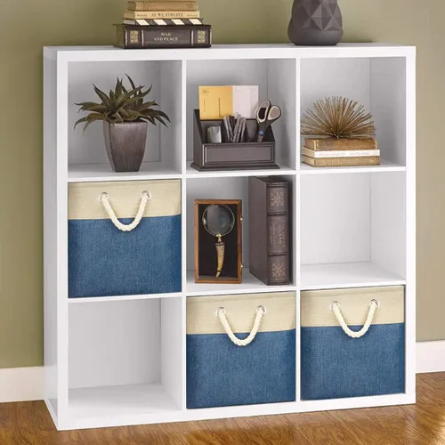 Miniatura 6 de Paquete de 3 cubos de almacenamiento plegables grandes, canastas de almacenamiento plegables resistentes de tela catiónica, cubos con asas