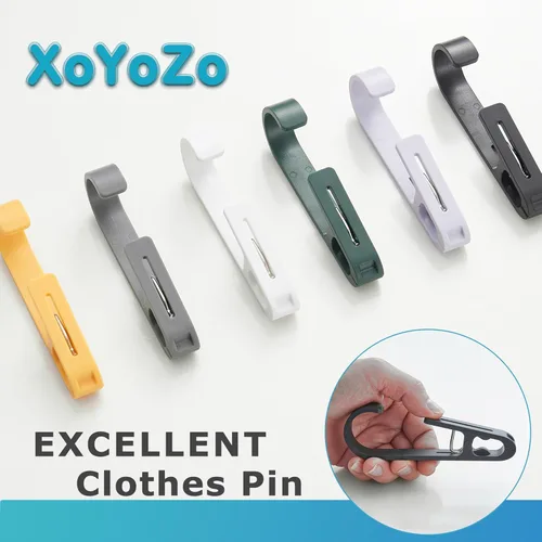 Miniatura 7 de Ganchos de Lavandería con Clips Colgador Organizador de Armario Pinzas Calcetines Botas Sujetadores Toallas para Baño Armario Cocina Oficina 4 Negro