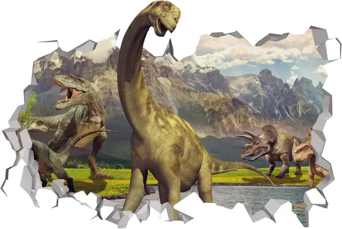 Miniatura 2 de Calcomanía de dinosaurio para pared, diseño de dinosaurio destrozado, decoración de pared 3D, vinilo extraíble MR1177