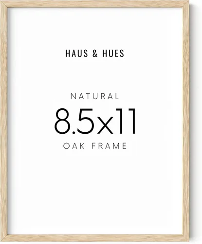 HAUS AND HUES Marco de Fotos de Madera de Roble Beige de 8.5x11 Pulgadas - Exhibición de Arte de Pared de Madera Moderna - Marco Ligero 8.5x11 para