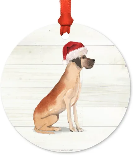 Miniatura 25 de Andaz Press Adorno de Navidad de metal personalizado para perro, perro y mascota, cocker spaniel con sombrero de Papá Noel, 1 paquete, incluye cinta