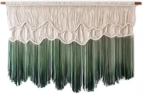 Miniatura 4 de Etlegor Tapiz de macramé para colgar en la pared, estilo nórdico, tapiz bohemio teñido con borlas, decoración de pared tejida para decoración