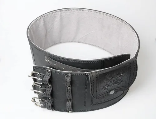 Miniatura 3 de Cinturón de cuero negro hecho a mano para hombre, cintura ancha vikingo o corsé Se adapta a cinturas de 27 a 60 pulgadas