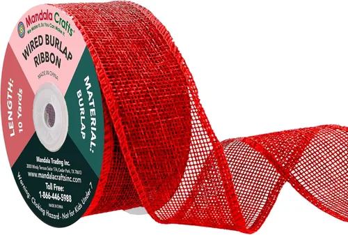 Miniatura 109 de Mandala Crafts Cinta de arpillera verde con alambre para corona, cinta de arpillera con alambre verde rústico de yute natural, 1 pulgada de ancho
