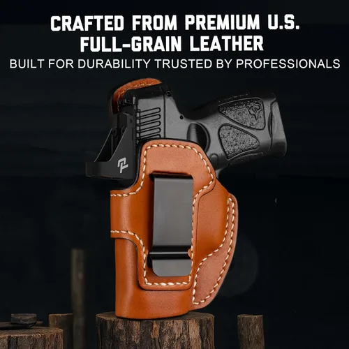 Miniatura 6 de Funda de cuero IWB prémium para Taurus G3C/G2C/G2S/Millennium G2 PT111/PT140, funda de transporte oculta lista para óptica, clip de acero