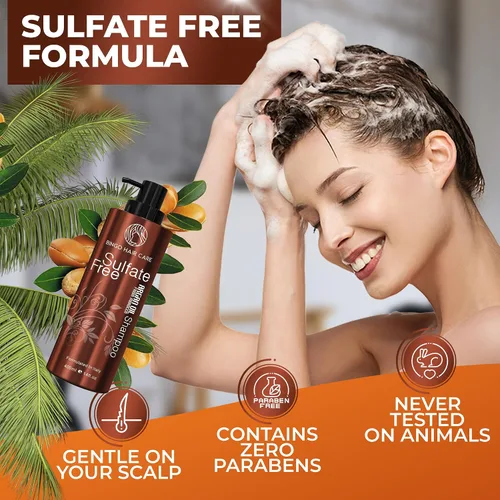 Miniatura 4 de Aceite de Argán marroquí Champú Sulfato última intervensión – Mejor para el cabello dañado, Curly seco o Frizzy – Thickening para fina/Cabello
