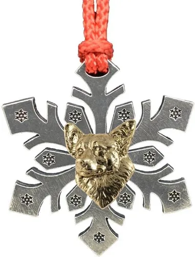 Miniatura 37 de Adorno navideño para colgar en la cabeza de collie con borde de peltre antiguo hecho a mano para decorar coronas y árboles de Navidad del hogar