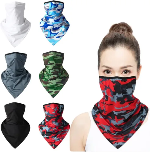 6 unidades de bandana para la cara, con cintas para las orejas, polaina para el cuello, bufanda, pasamontañas, para hombres y mujeres, deportes al
