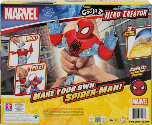 Miniatura 6 de Heroes of Goo Jit Zu Marvel Hero Creator Spider-Man con 3 rellenos únicos de Goo, mezcla, rellena y crea tu propia figura de acción elástica