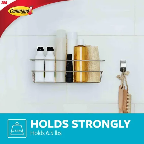 Miniatura 3 de Command Organizador de ducha negro mate con tiras resistentes al agua, organizador de baño, soporta hasta 6.5 libras