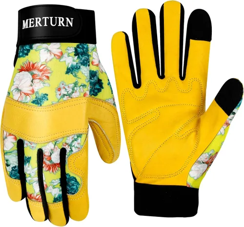 Miniatura 8 de Guantes de jardinería para mujer, de cuero resistente, a prueba de espinas, guantes de trabajo para mujeres, para excavar y plantar