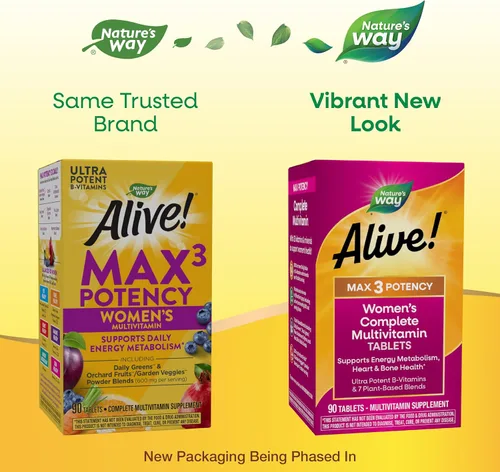 Miniatura 2 de Nature's Way ¡Alive! Max3 Potency Multivitamínico completo para mujer, apoya el metabolismo energético, la salud del corazón y los huesos*