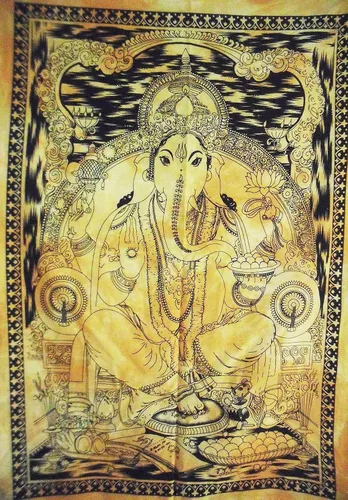 Póster tradicional Jaipur Tie Dye Lord Ganesha, decoración de pared india, tapiz hippie, bohemio para colgar en la pared, decoración de dormitorio