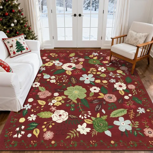 Miniatura 106 de U'Artlines Alfombra de Área Bohemia Lavable, 2x3 Pequeña Suave Antideslizante Vintage Felpudo para Puerta Frontal Interior Alfombra Verde