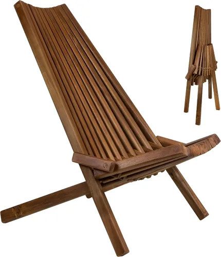 CleverMade - Silla plegable de madera Tamarack para exteriores - Elegante silla de perfil bajo de madera de acacia para el patio, porche, césped,